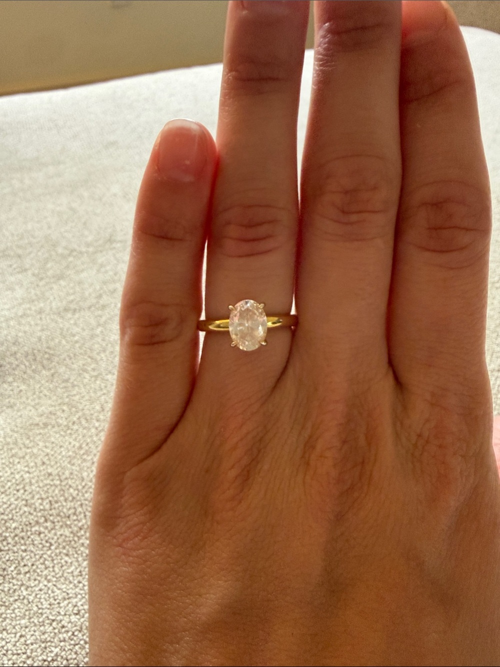 Modern gents Gold Solitaire Oval-Cut Ring - Women's Jewelry
